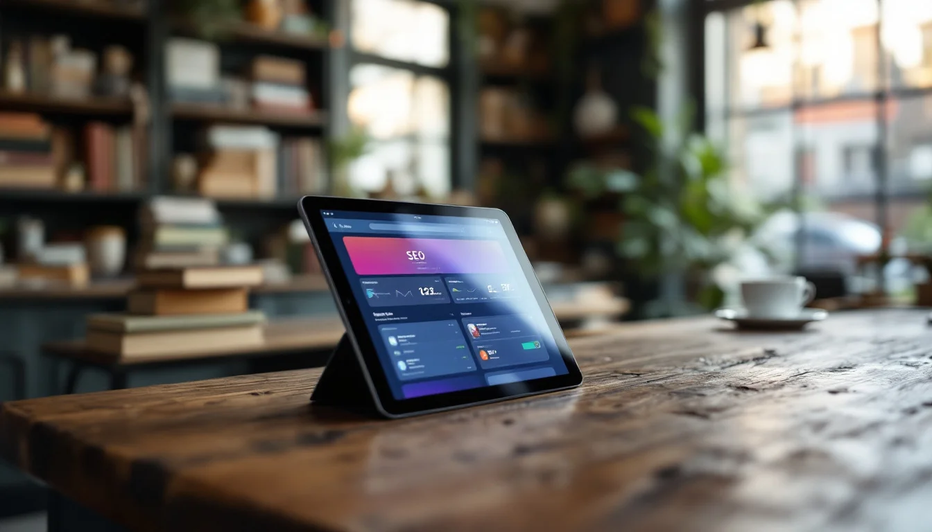 Benefits Of Automated WordPress SEO Tools — A UK marketer comparing automated SEO tool features and pricing on a tablet, wit Benefits Of Automated WordPress SEO Tools — A UK marketer comparing automated SEO tool features and pricing on a tablet, wit